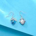 wholesale 925 Sterling Silver Angel Wing Heart Blue Crystal Drop Earrings s for Women-0-2