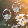 wholesale 925 Sterling Silver Daisy Flower Hoop Earrings - Cute Small  for Women and Girls-0-17