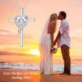 wholesale 925 Sterling Silver Diamond Cross Necklace with April Birthstone – Elegant Heart Pendant for Women-0-2