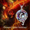 wholesale 925 Sterling Silver Rainbow Crystal Phoenix Bird Women's Pendant Necklace-0-5