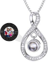 wholesale 925 Sterling Silver & Stone Memorial Pendant - 25mm x 14mm Love Keepsake Necklace for Her - Engraved Gift for Women-A-Infinity