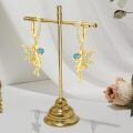 wholesale 925 Sterling Silver Fairy Earrings With Blue Gem And Crystal Wings-0-2