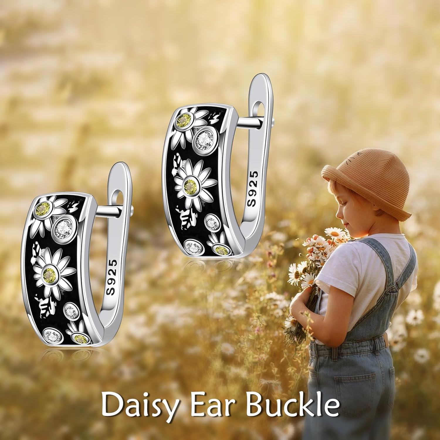 Metal Stone Flower Hoop Earrings Daisy Sunflower Morning Glory Floral Jewelry Gifts for Women-0-2