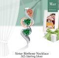 wholesale TOUPOP Sister Birthday Gifts From Sister Always My Sister Forever My Friend Jewelry 925 Sterling Silver May Birthstone Necklace Emerald Necklace With Rose Flower Birthday Gifts For Sisters -0-4