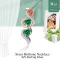 TOUPOP Sterling Silver Emerald May Birthstone Rose Flower Necklace For Sister-0-4