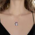 wholesale 925 Sterling Silver Cute Pig Pendant Necklace Rainbow Crystal Circle Women Jewelry-0-4