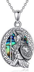 wholesale 925 Sterling Silver St. Jude Thaddeus Medal Pendant Necklace with Abalone Shell and Greek Key Design for Men & Women-0-1