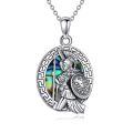 wholesale 925 Sterling Silver Greek Athena Warrior Abalone Shell Oval Pendant Necklace-0-1
