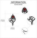 wholesale 925 Sterling Silver Gothic Rose Pendant Necklace with Red Stone and Black Skeleton Leaves Mothers Day Gifts for Women Men-0-2