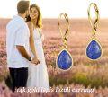 wholesale 14K Gold Blue Fire Opal Teardrop Dangle Lever Back Earrings for Women-0-7