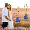 wholesale 14K Gold Blue Fire Opal Teardrop Dangle Lever Back Earrings for Women-0-7