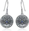 wholesale 925 Sterling Silver Round Lotus Flower Evil Eye Dangle Drop Earrings s for Women Girls-0-0