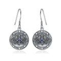 wholesale 925 Sterling Silver Round Lotus Flower Evil Eye Dangle Drop Earrings s for Women Girls-0-0
