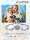 wholesale 925 Sterling Silver Saint Joseph Medal Charm Bracelet with Box Link Chain for Men Women (Adjustable)-0-5