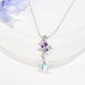 wholesale 925 Sterling Silver Purple Crystal Flower Pendant Necklaces for Women's  Ideas-0-2