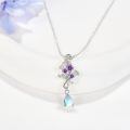 wholesale 925 Sterling Silver Purple Crystal Flower Pendant Necklaces for Women's  Ideas-0-2