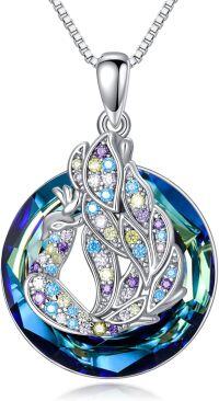 wholesale TOUPOP Peacock Necklace Blue Crystal Necklace 925 Sterling Silver Peacock Pendant Necklace Jewelry Gift For Women Mom Sister Wife Girlfriend Birthday Christmas Valentines Mother’s Day Gift -undefined