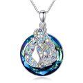 TOUPOP Sterling Silver Blue Crystal Peacock Pendant Necklace Gift for Women-0-0