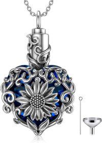 wholesale TOUPOP Mothers Day Gifts For Mom Sunflower Urn Necklace For Ashes Sterling Silver With Heart Crystal Memorial Keepsake Pendant With Funnel Filler Keepsake Memory Jewelry Gifts For Women -undefined
