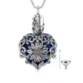 TOUPOP Sterling Silver Sunflower Crystal Heart Memorial Urn Necklace For Ashes-0-0