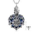 TOUPOP Sterling Silver Sunflower Crystal Heart Memorial Urn Necklace For Ashes-0-0