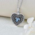 wholesale 925 Sterling Silver Heart Shape Blue Crystal Celtic Knots Pendant Keepsake Urn Necklace w/Filler Kit-0-3