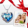 TOUPOP Sterling Silver Blue Crystal I Love You Forever Heart Mom Pendant Necklace-0-1