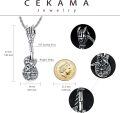 wholesale 925 Sterling Silver Skull Guitar Hand Pendant Necklace with Rope Chain 3MM 24+2 for Men Boys Gift Incl.-0-5