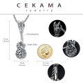 wholesale 925 Sterling Silver Skull Guitar Hand Pendant Necklace with Rope Chain 3MM 24+2 for Men Boys Gift Incl.-0-5