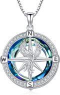 wholesale 925 Sterling Silver Blue Crystal Phoenix Compass Pendant Necklace for Women's s-0-0