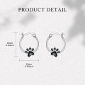wholesale 925 Sterling Silver Black Paw Print Enamel Hoop Earrings Platinum Plated-0-4