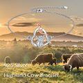 wholesale 925 Sterling Silver Highland Cow Rose Charm Bracelet - Cute Animal Hypoallergenic s for Women & Teen Girls-0-2