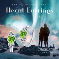 wholesale 925 Sterling Silver Green Crystal Celtic Knot Heart Huggie Hoop Earrings for Women-0-5