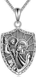 wholesale 925 Sterling Silver Shield Shape Virgin Mary and Child Pendant Necklace for Women Men  45cm Chain Length-0-0