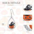 wholesale 925 Sterling Silver Crescent Moon with Cat and Stone Drop Earrings for Women - Halloween  Ideas-0-4