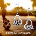 wholesale 925 Sterling Silver Heart-Shaped Soccer Ball Drop Earrings for Women Girls Sports Lover Gift-0-4