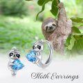 wholesale 925 Sterling Silver Hypoallergenic Blue Crystal Heart Sloth Huggie Hoop Earrings for Women and Teenage Girls-0-3