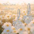 wholesale 925 Sterling Silver Floral Heart Drop Earrings for Women Girls -0-1