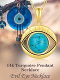 TOUPOP 14K Gold Turquoise Evil Eye Necklace for Women-0-4