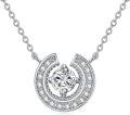 wholesale 925 Sterling Silver Platinum Diamond Horse Shoe Pendant Necklace D-VVS 2ctw-0-0