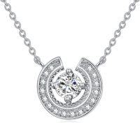 wholesale 925 Sterling Silver Platinum Diamond Horse Shoe Pendant Necklace D-VVS 2ctw-Round Cut