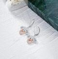 wholesale 925 Sterling Silver Metal Flower and Heart Shape Dangle Earrings with Cubic Zirconia - Hypoallergenic  for Women-0-1