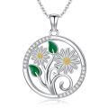wholesale 925 Sterling Silver Daisy Flower Pendant Necklace-0-0