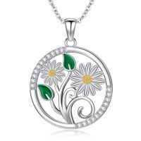 wholesale 925 Sterling Silver Daisy Flower Pendant Necklace-Daisy