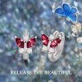 wholesale 925 Sterling Silver Blue Simulated Aquamarine Crystal Butterfly Huggie Earrings-0-28