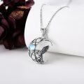 wholesale 925 Sterling Silver Moonstone Raven Crescent Moon Pendant Necklace s for Women-0-1
