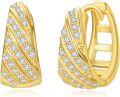 wholesale Gold-plated 925 Sterling Silver Cubic Zirconia Hoop Earrings for Women-0-0