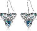 wholesale 925 Sterling Silver Celtic Cat & Fox Moon Owl Dangle Earrings with Abalone Shell Inlay - Unique  for Her (Length: 3cm)-0-0