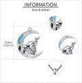 wholesale 925 Sterling Silver Turquoise Inlay Wolf on Crescent Moon Necklace Pendant Jewelry for Women Girls Gift 48cm Chain Length-0-4