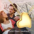 wholesale 14K Yellow Gold Heart Pendant Necklace, 0.32 Inch Vintage Love Charm, 16+2 Chain, Ideal Gift for Women-0-2